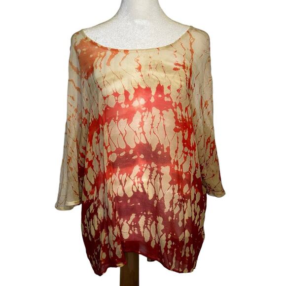 Gypsy 05 yellow & orange sheer silk top size L - Picture 1 of 11